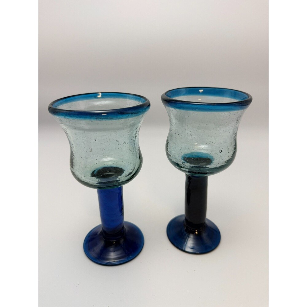 Vintage Blown Glass Goblets 7.5" T - Set of 2